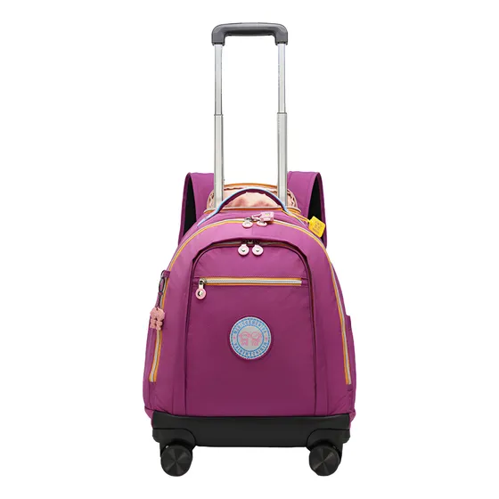 Mochila Carrinho E Costas Grande 4 Rodas 360 M&m Cor Roxo Desenho Do Tecido Liso
