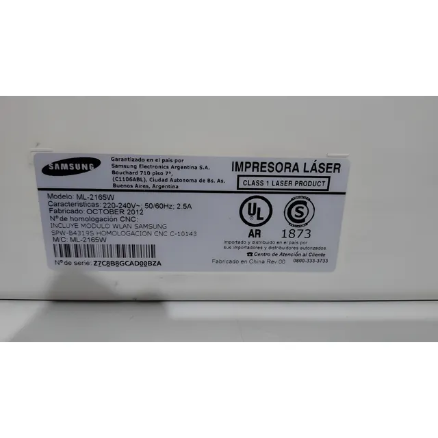 Impresora Laser Samsung Ml-2165w Para Repuesto Blanco