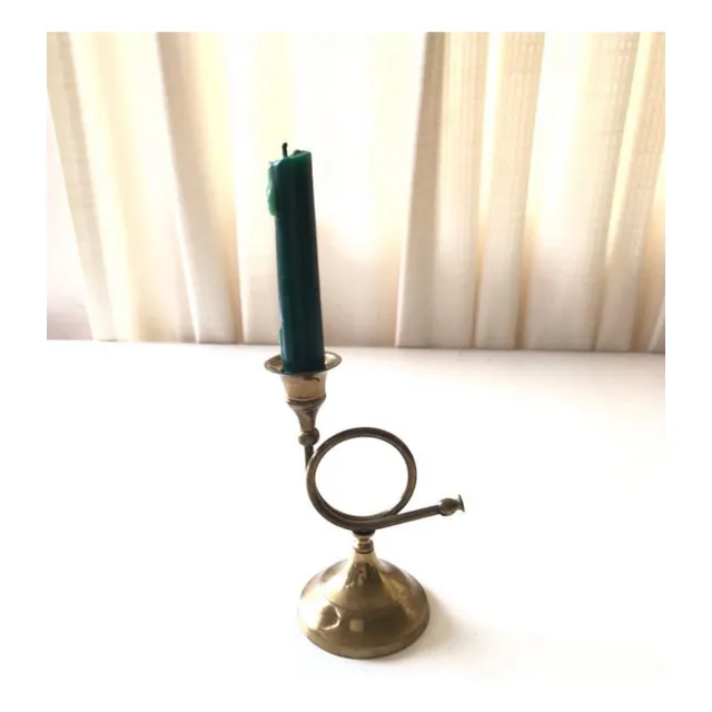 Candelabro, Diseño De Corno Inglés, Bronce, 17 Alto