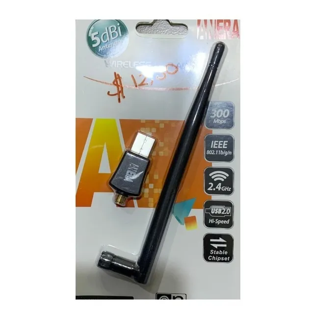 Adaptador Antena Para Red Wfi Wireless 300mbps 5dbi Anera