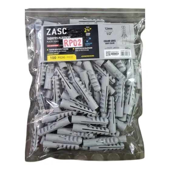 Ramplug Plastico Expansivo 1/2 PuLG 12mm 100 Und