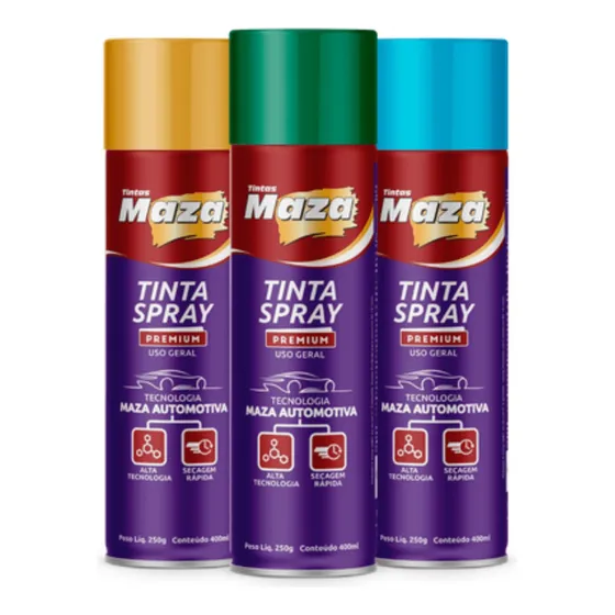 Tinta Spray Premium Maza  Automotivo Uso Geral 400ml Cores