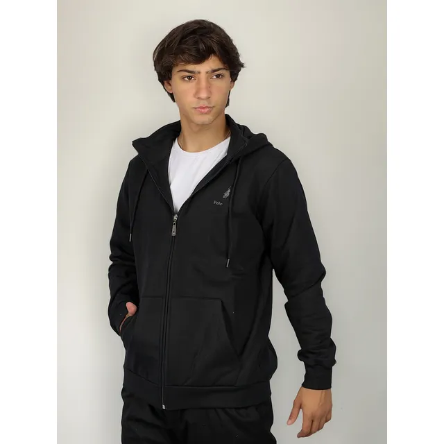 Campera Buzo Hombre Canguro Cierre Capucha Algodon Friza