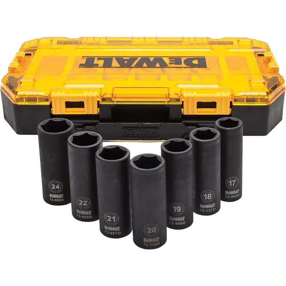 Set Dados De Impacto 1/2 Pulgada (7pc) ‎DWMT74737 Color Negro