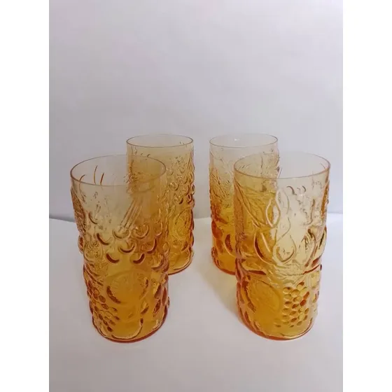 Vasos Arte Murano. Trama De Frutas. 4 Unidades