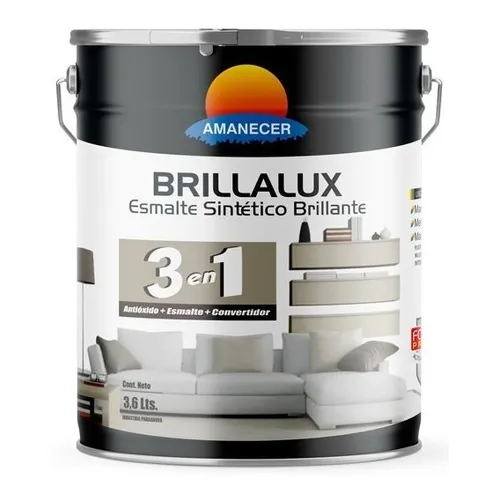 Esmalte Brillalux (3 En 1) 3,6 L  | Amanecer Color Negro
