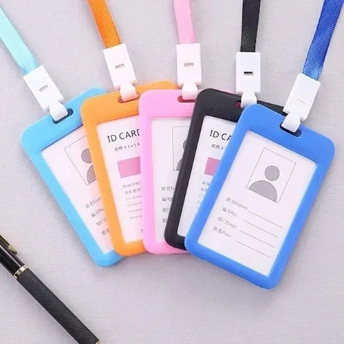 Pack 12 Porta Credenciales + 12 Cinta Lanyard Colores Color Negro