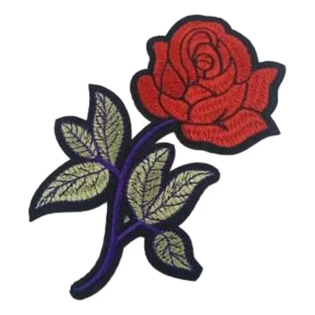 1 Patch Para Roupas Tecidos Rosa Flor Vermelha Termo Colante