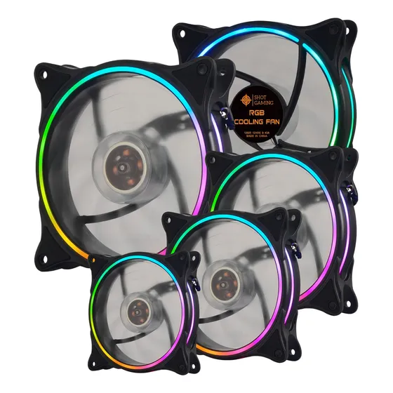 Kit X5 Fan Cooler Ventilador Gamer P/ Gabinete 12cm Luz Rgb