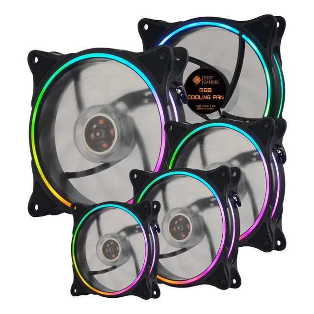 Kit X5 Fan Cooler Ventilador Gamer P/ Gabinete 12cm Luz Rgb