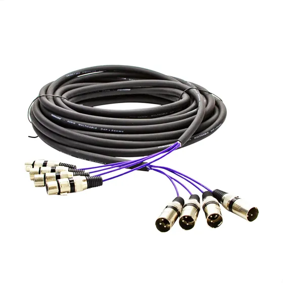 Multicabos Com Conectores Xlr 4 Vias Espaguetado - 3 Mt