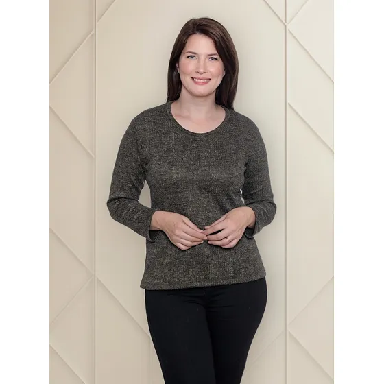 Sweater De Dama Manga Larga Lanilla Con Brillo Art 3117