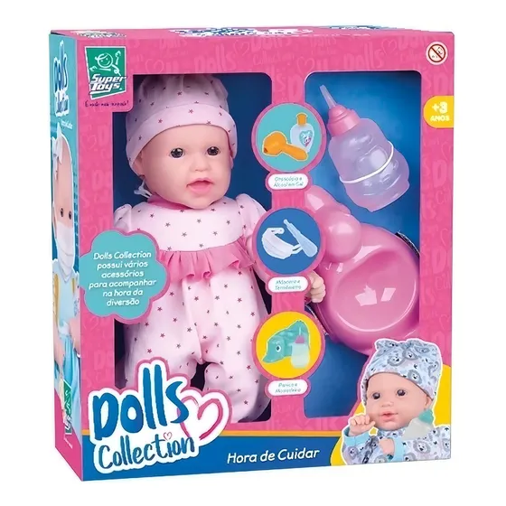 Boneca Hora De Cuidar Faz Xixi Menina Super Toys 433