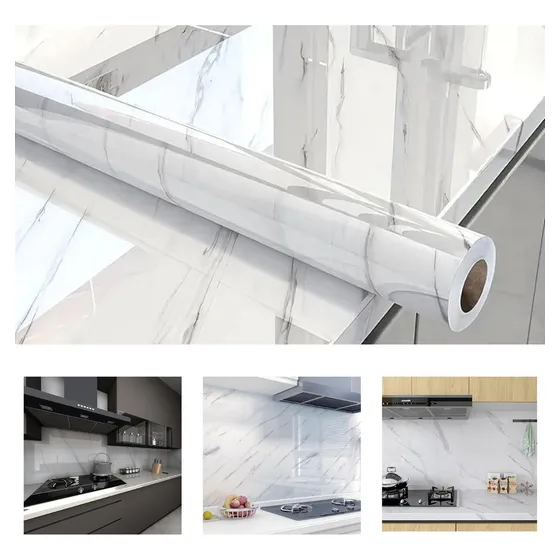 Papel Adesivo Envelopamento Mármore Lavável Móveis Parede Cor Branco 5 Metros Marca Hibo