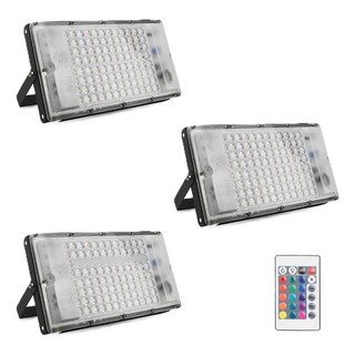 Reflectores Led Exterior Multicolor Rgb 100w Tianlai Paq 3 Reflectores Led Exterior Multicolor Rgb 100w Tianlai Paq 3
