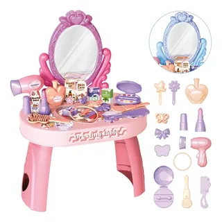 Penteadeira Infantil Menina Acessórios Princesa Maquiagem Cor RosaPo