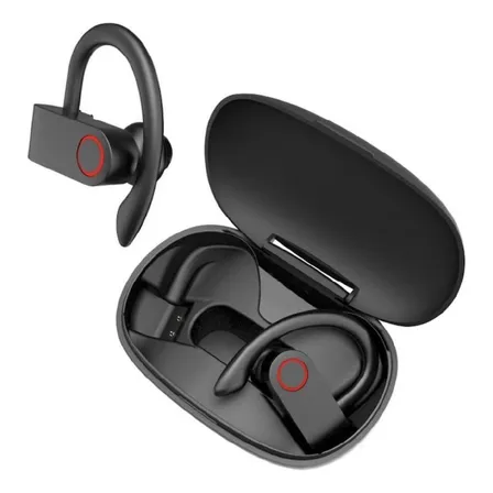 Audifonos Deportivos Inalambricos Linkon Bluetooth Estuche Recarga Earspcharge Color Negro