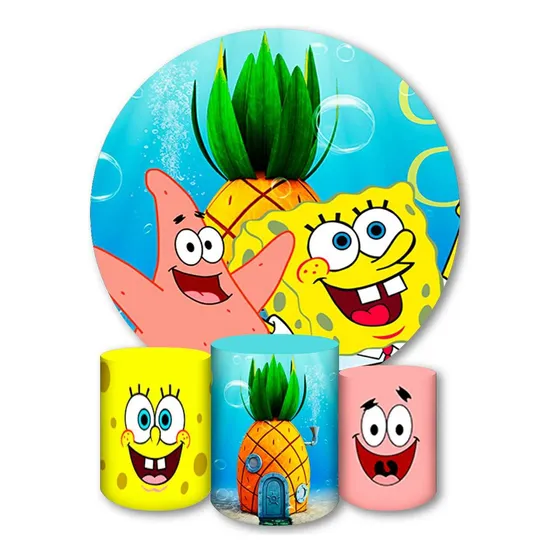 Kit Painel Redondo 1,5 Trio Capas De Cilindros Bob Esponja