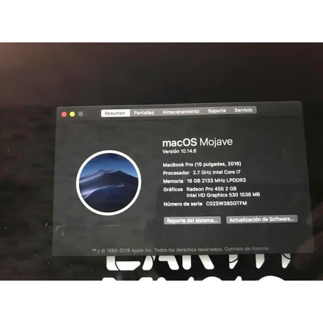 Macbook Pro 15inch Touch Bar Space Grey 2016 I7 16gb 500ssd