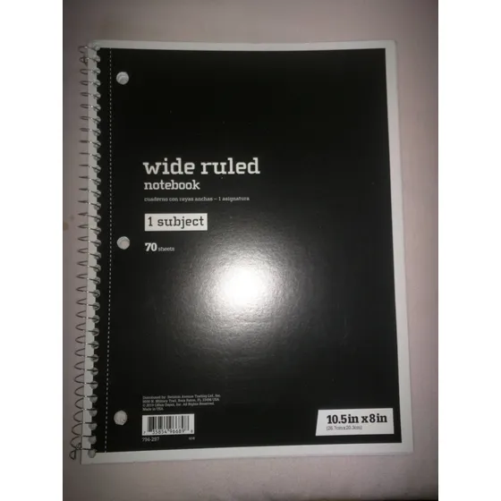 Cuaderno Wide Ruled. 70 Hojas. Nuevo. Importado.
