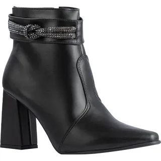 Bota Lumiss Feminina Strass Bico Fino Cano Curto Salto Alto Bota Lumiss Feminina Strass Bico Fino Cano Curto Salto Alto