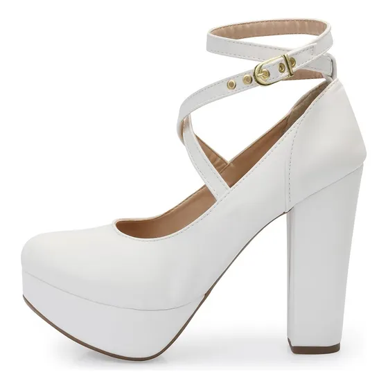 Sandália Feminina Scarpin Boneca Meia Pata Salto Alto Grosso