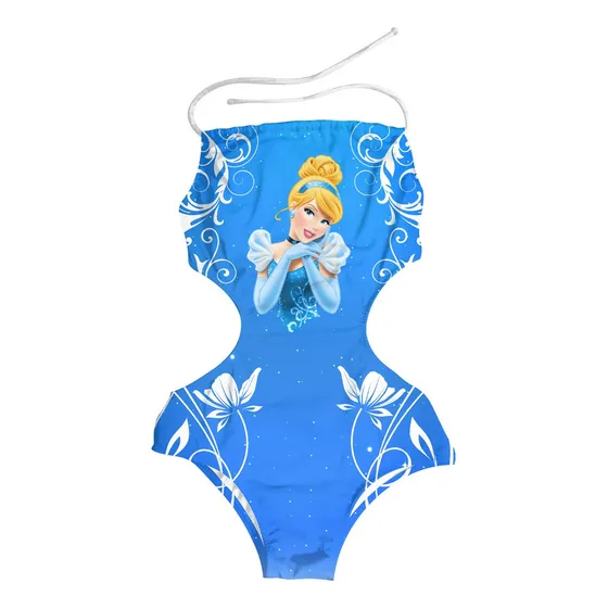Maiô Infantil Para Natação Cinderela Sapatinho De Cristal