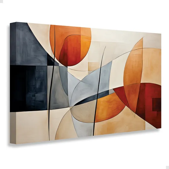Quadro Abstrato Boho Floral Linhas Formas Tela Tecido 60x90