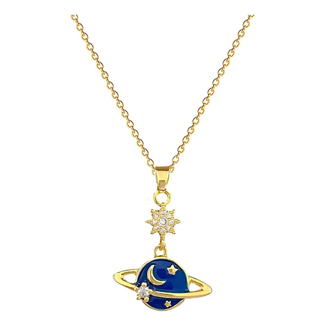 Collar De Mujer De Estrella Y Cielo Estrellado Enchapado 18k