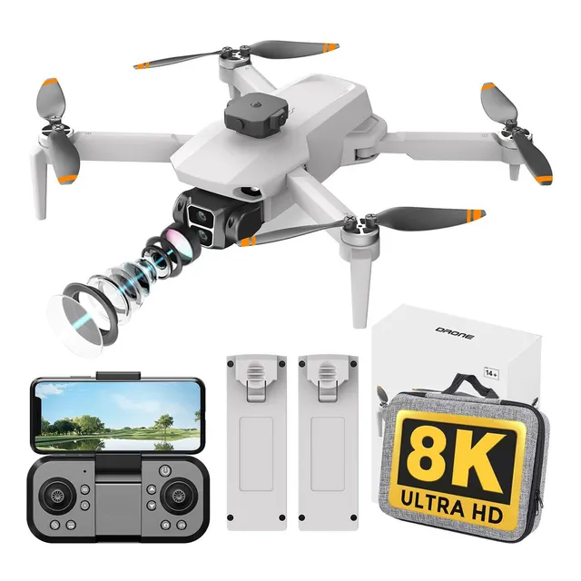 Axnen L106 Drone color gris con control remoto con 8k cámara dual 2 baterías