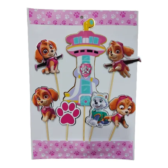Pack 7 Topper De Torta De Cumpleaños Sky Paw Patrol