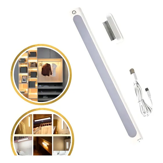 Luminária Led Barra Spot Recarregável S/fio Cozinha Armário Cor Branco 127/220V