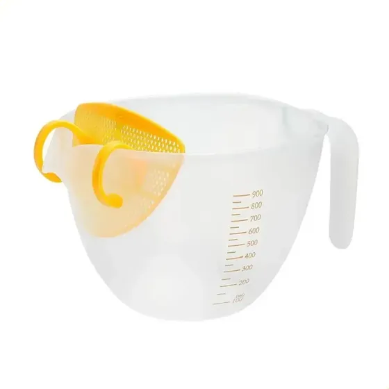 Lavador Escorredor De Arroz Com Copo Medidor 1l Branco