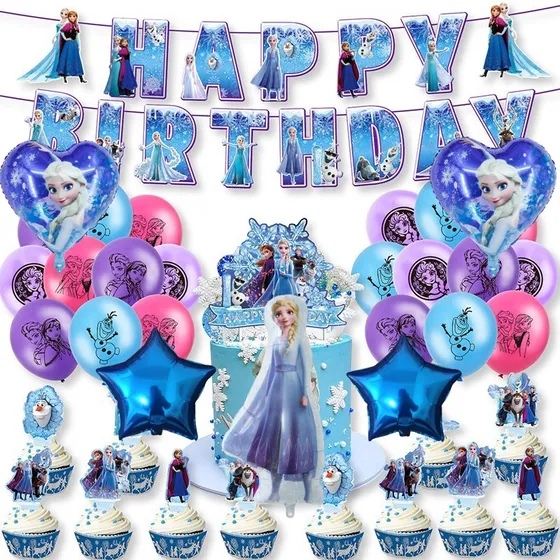 41globos De Elsa De Frozen P/decoración De Cumpleaños+ Luces Color Mezcla De Colores