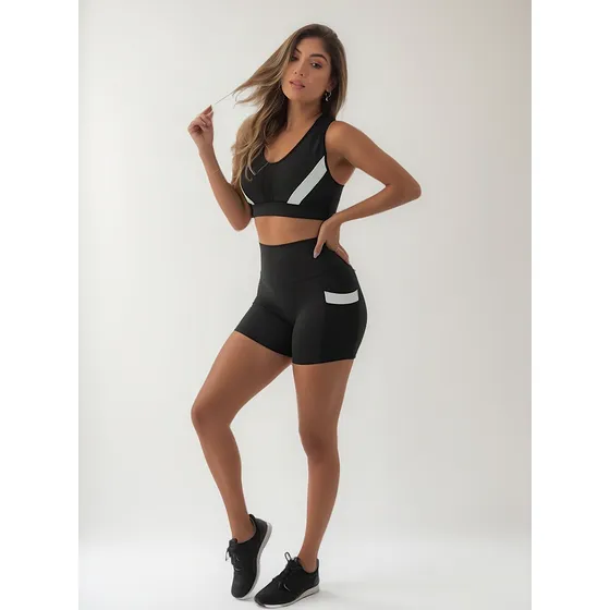 Conjunto Fitness Short E Top Frimodas Academia Feminino
