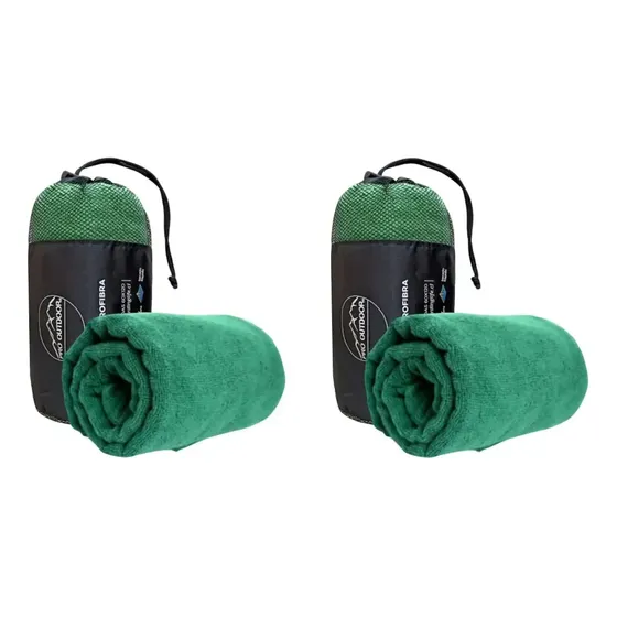 Pack 2 Toallas De Baño Microfibra Terry Verde 60x120 Cm Secado Rápido Alta Absorción Suaves Livianas Para Playa Gimnasio Viaje Piscina