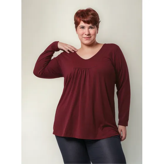 Remera Escote V Frunces Mujer | Talles Grandes| Kavachi