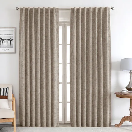 Cortinas Joydeco Blackout De Lino 100% Opaco, 240 X 245 Cm, 