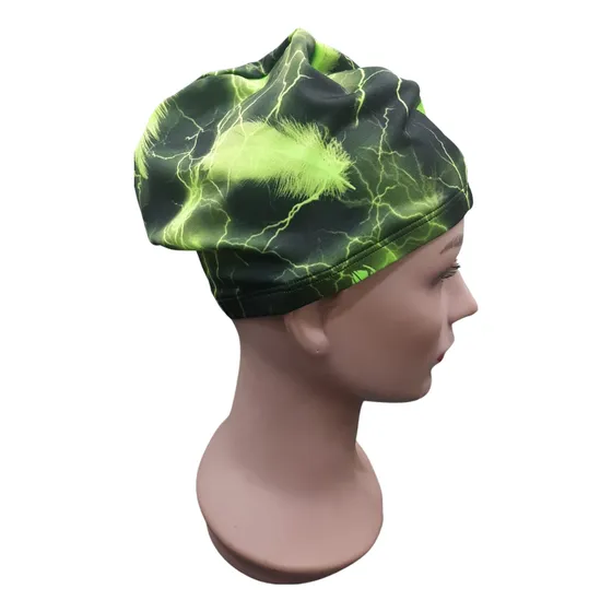 Gorro De Natación Lycra Para Pelo Largo Ideal Para Piscina Verde Estampado Rayas Standar