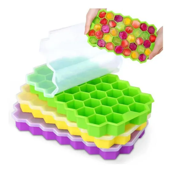 Cubetera Silicona Hexagonal Hielera Tapa Apto Horno