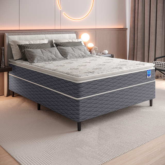Cama Box Casal Cinza E Colchão Casal Molas Ensacadas Individualmente 138x188x64 Pillow Top... Cama Box Casal Cinza E Colchão Casal Molas Ensacadas Individualmente 138x188x64 Pillow Top...