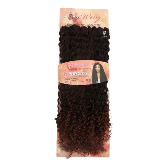 Cabelo Cacheado Semelhante Ao Humano Weng Sem Tela 300gr Cor Preto Com Californiana Acobreado T1b/30