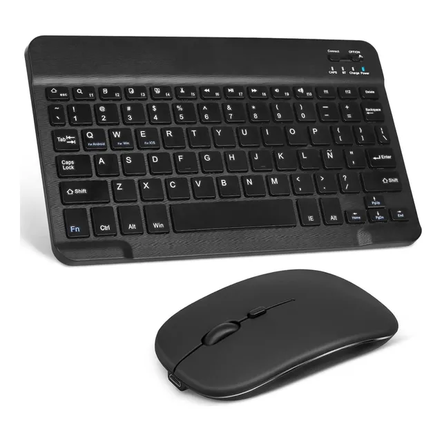 Combo Teclado Mouse Bluetooth Español Con Ñ Recargable