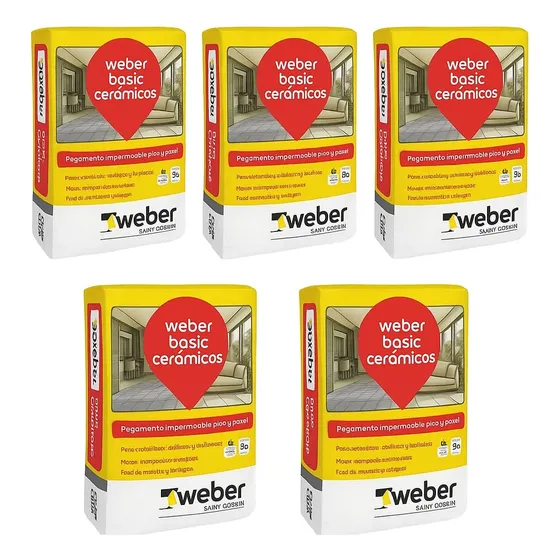 Pegamento 5 Weber Basic Cerámicas Impermeable Bolsa 25kg 1ra