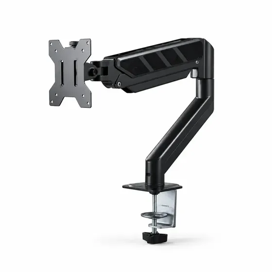 suporte triarticulado para monitor 17° a 32° inclinavel rotação 360° suporta até 9kg não fura mesa + fixação multivisao