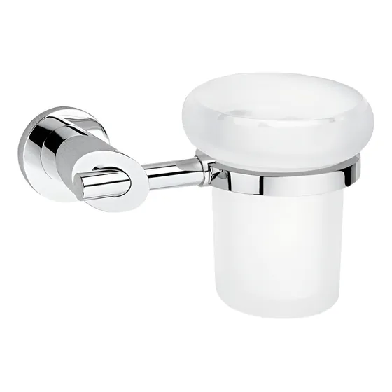 9107 Vaso Cepillero De Cristal Nuva Cromado Helvex