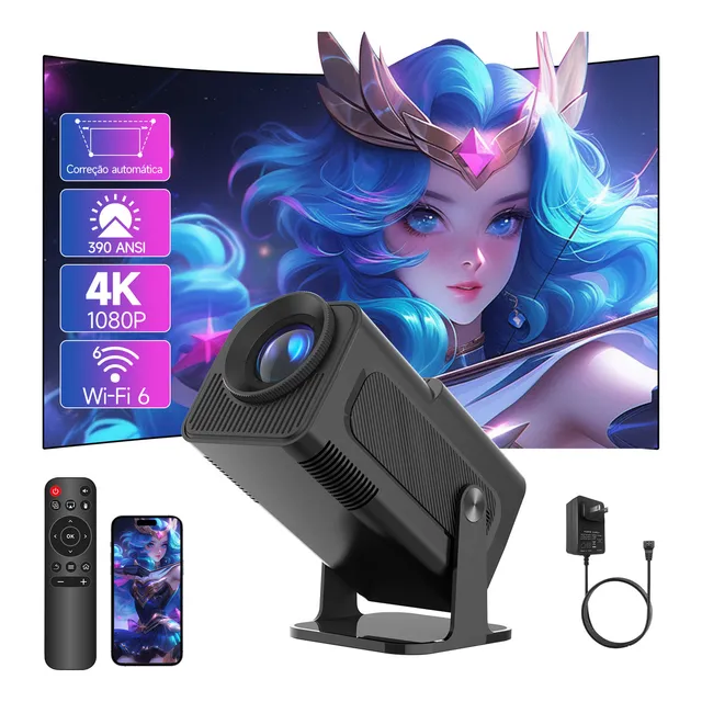 Projetor Magcubic Hy320 Grande Led 390ansi 1080p Full Hd 4k Hdmi Usb Android 11 Smart Wi-fi6 Bluetooth 5.0 Cinema Home Com Controle Remoto Por Cinema Em Casa Imagem Nítida Compatível Preto 127/220v