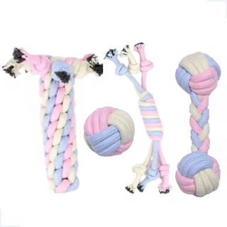 Kit 4 Brinquedos De Corda Nó Mordedor Resistente Pet Cães Kit 4 Brinquedos De Corda Nó Mordedor Resistente Pet Cães