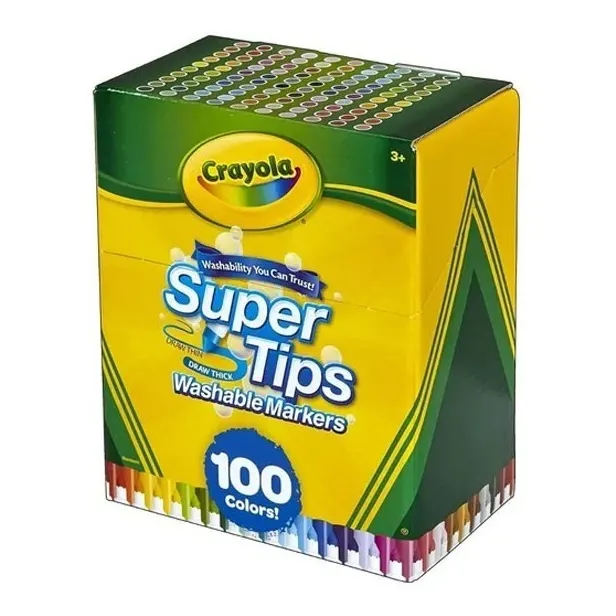 Plumin Crayola Super Tips Lavable, Caja 100 Piezas