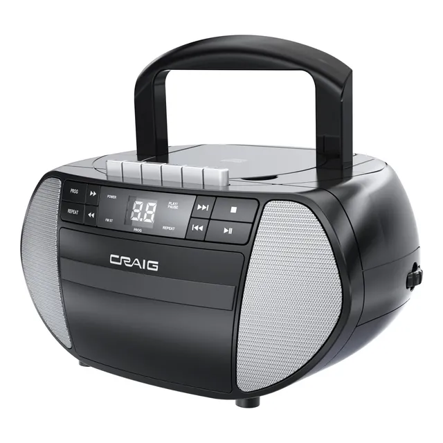 Reproductor Portátil Con Radio Am/fm Y Grabadora En Negro